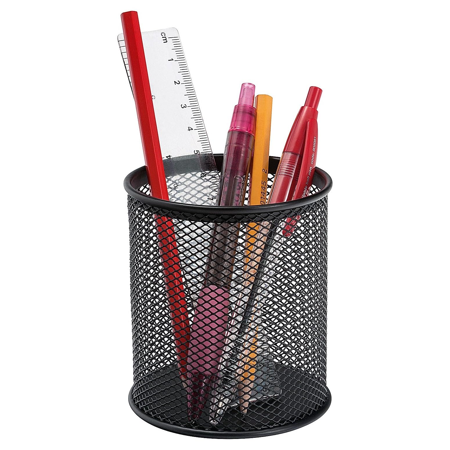 Q-Connect Black Metal Pen Cup - Stylish Office Accessory-CentralDepot247