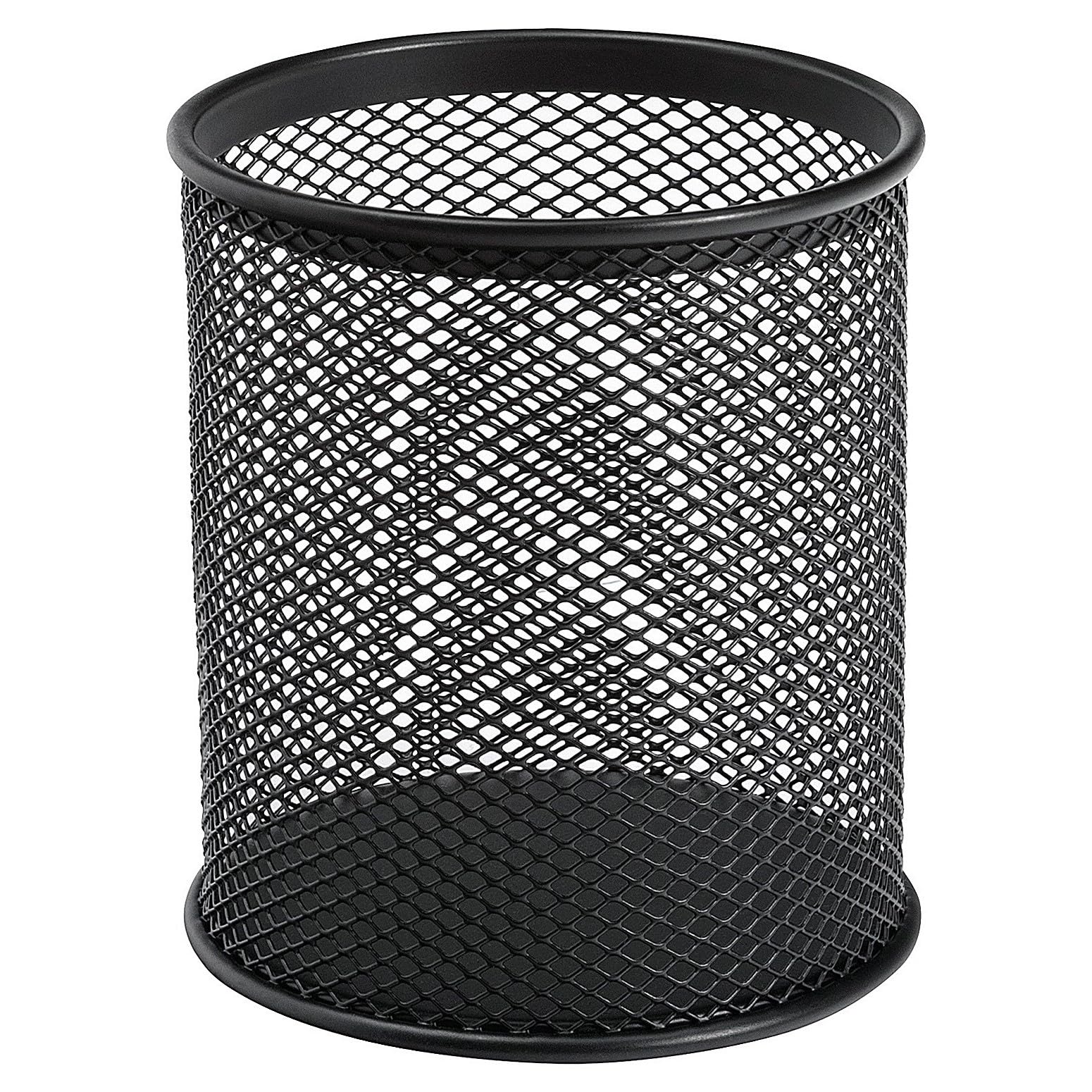 Q-Connect Black Metal Pen Cup - Stylish Office Accessory-CentralDepot247