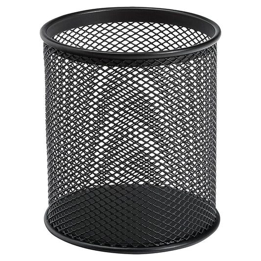 Q-Connect Black Metal Pen Cup - Stylish Office Accessory-CentralDepot247