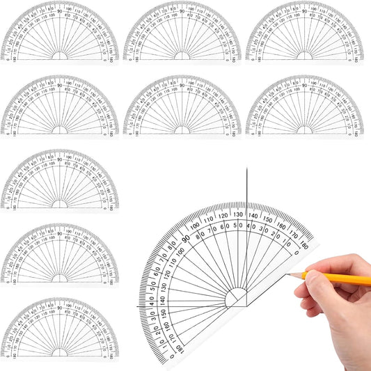 10 Pack Protractor 180 Degrees - 4 Inch Geometry Set for Students