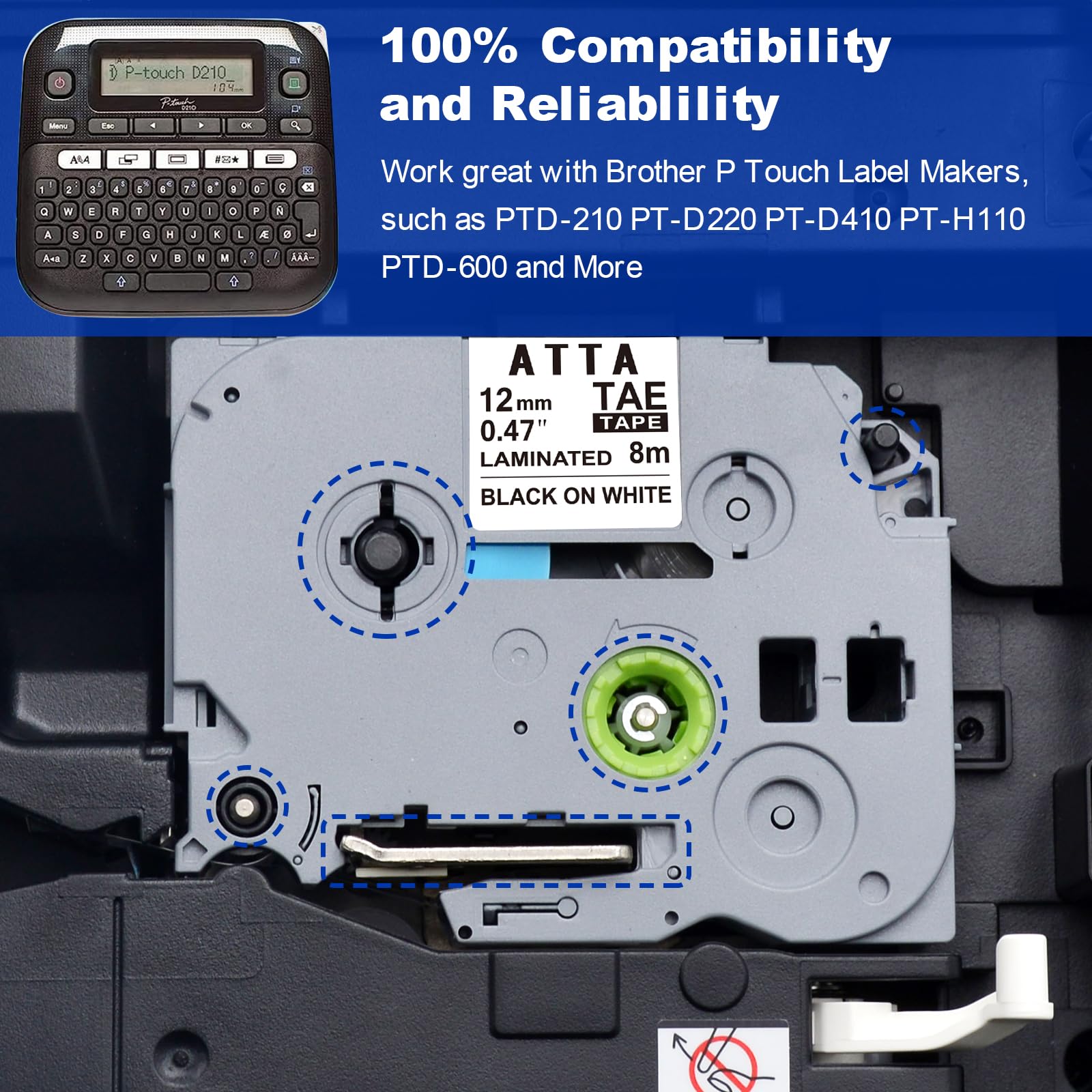 10 x TZe231 Label Maker Tape Replacement for Brother Printers