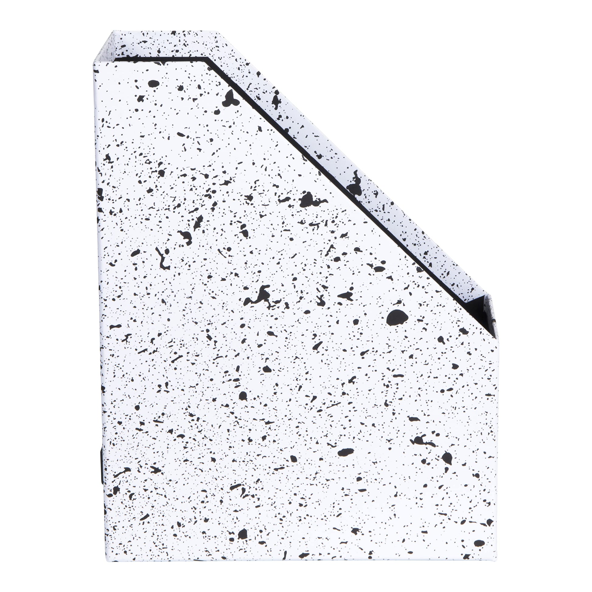 Standing Magazine Storage Box with Label - Document Holder - Black Speckled