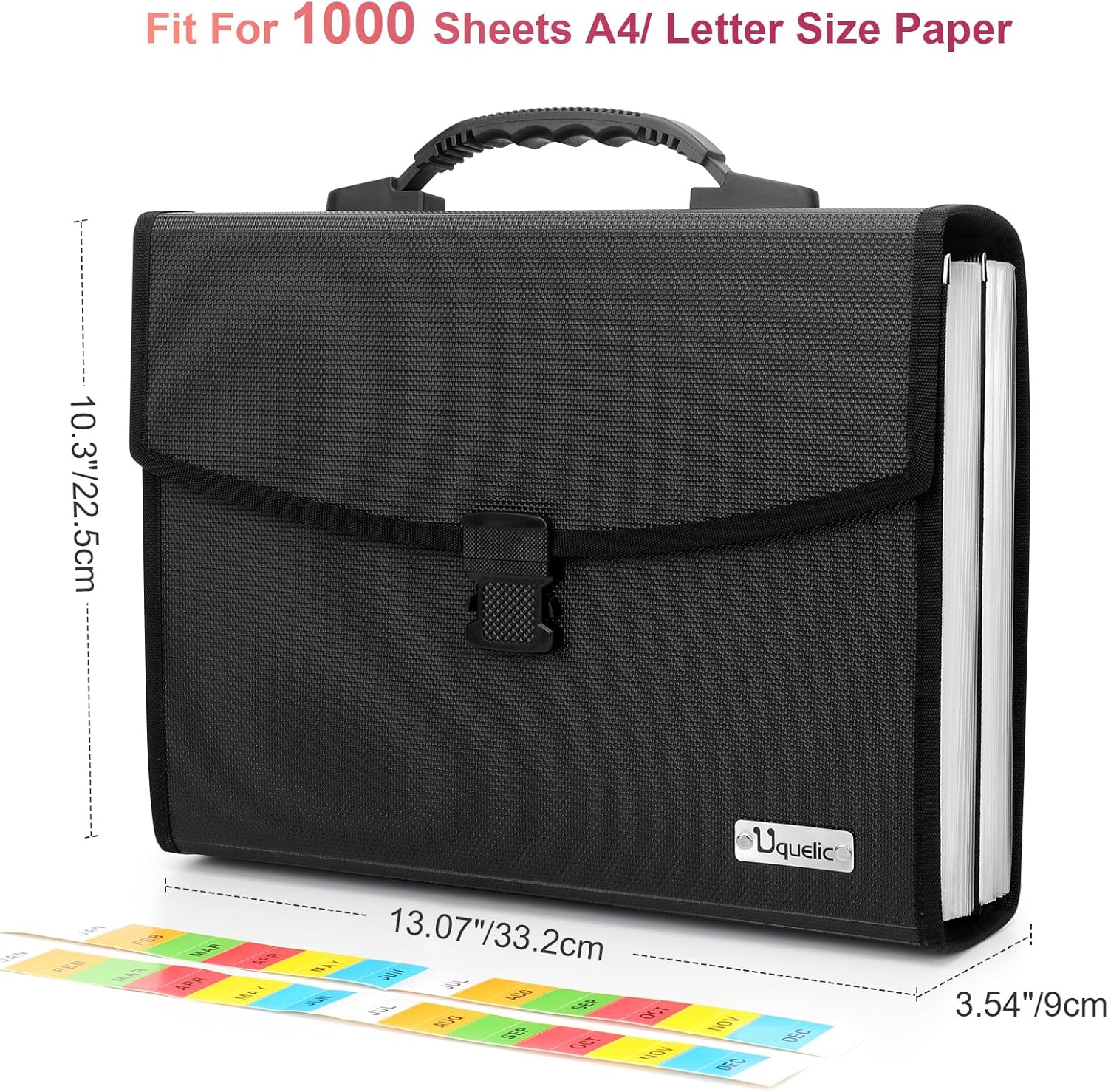 Uquelic Expanding File Folder 26 Pockets - Durable with Ergonomic Handle