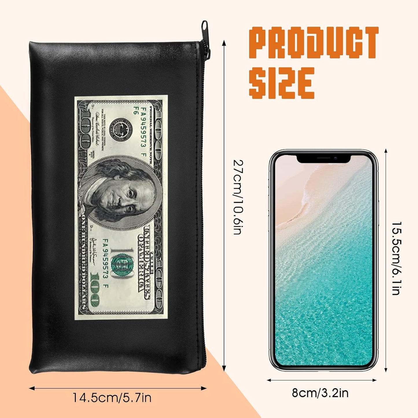 2Pcs Coin Purse with Zipper, Waterproof Money Pouch for Men & Women