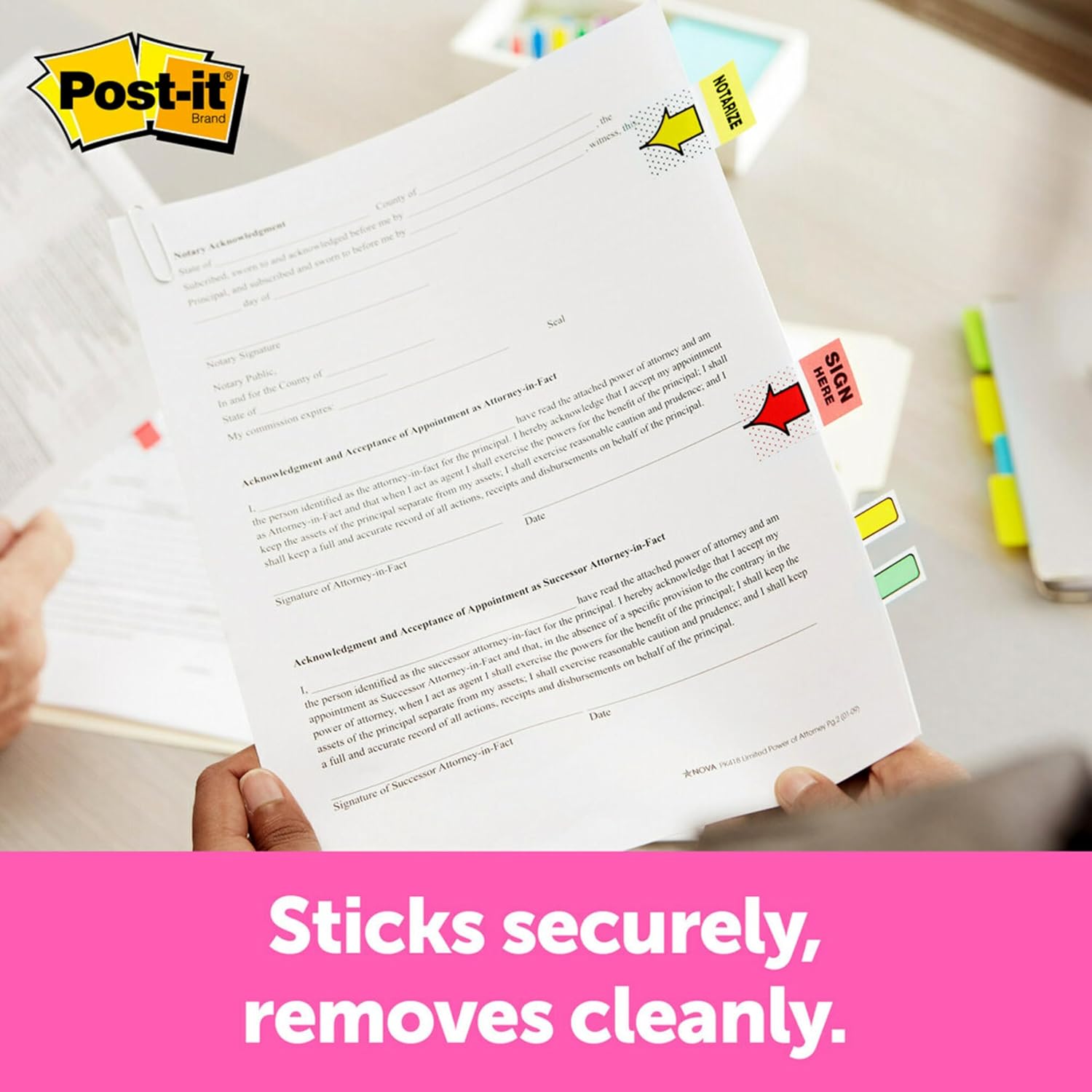 Post-it Message Flags, Sign Here, Yellow, 1 in. Wide, 2 Dispensers