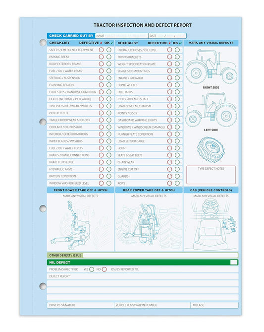 Tractor Defect Inspection Report Book - 2 Part Duplicate, 50 Sets-CentralDepot247