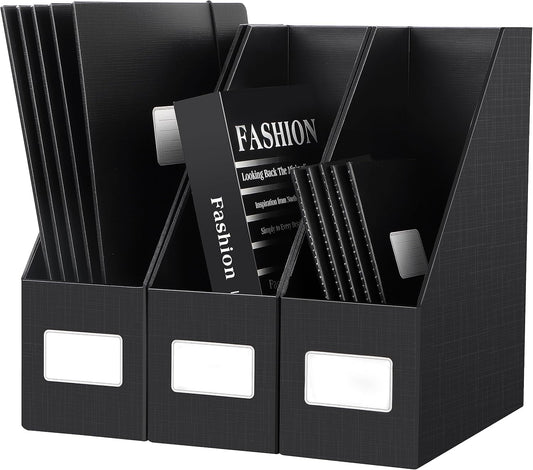 Pack of 3 Magazine File Holders, 10.5 cm Wide, A4 Document Rack