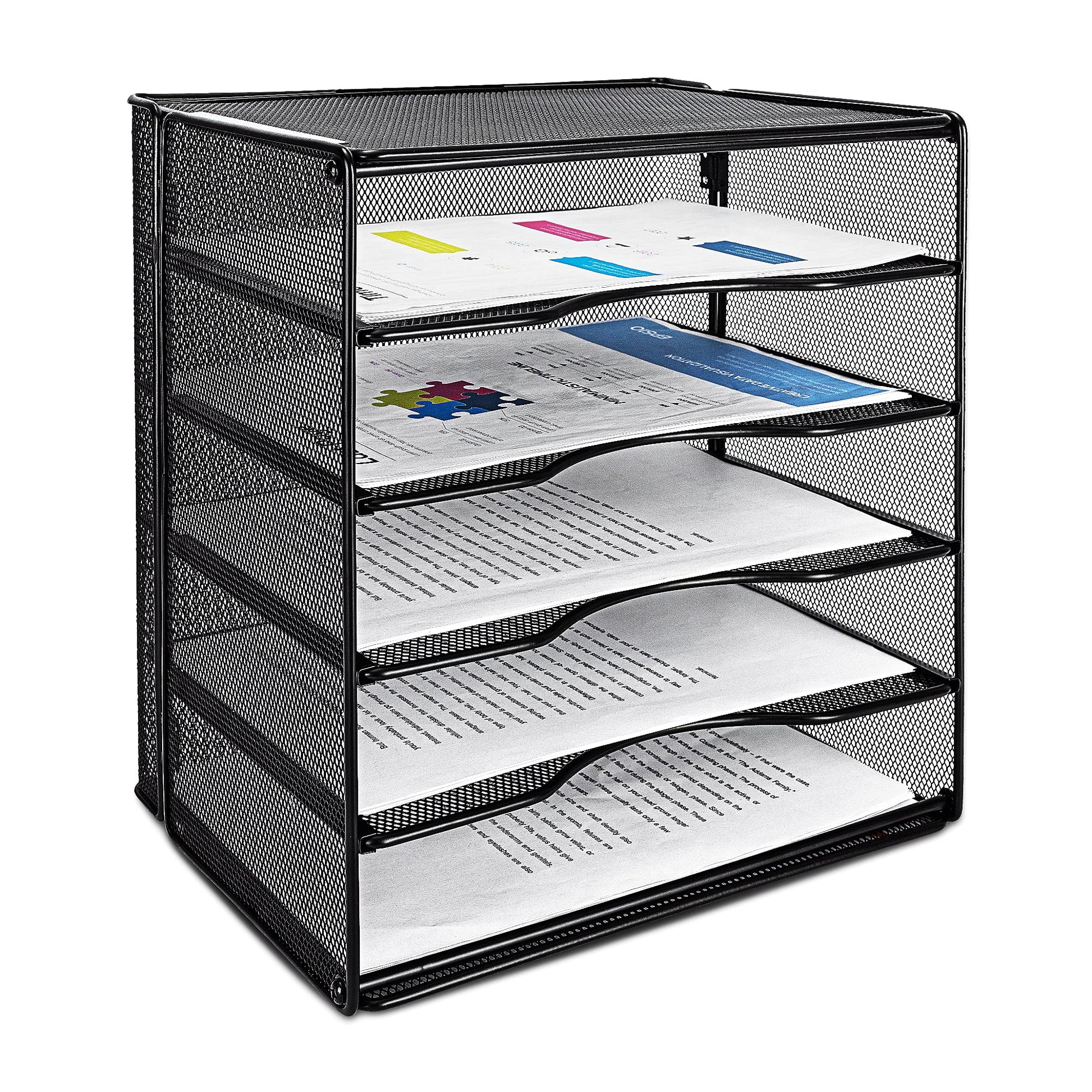 Rectangular Stackable Office Letter Trays - Pack of 2, Black-CentralDepot247
