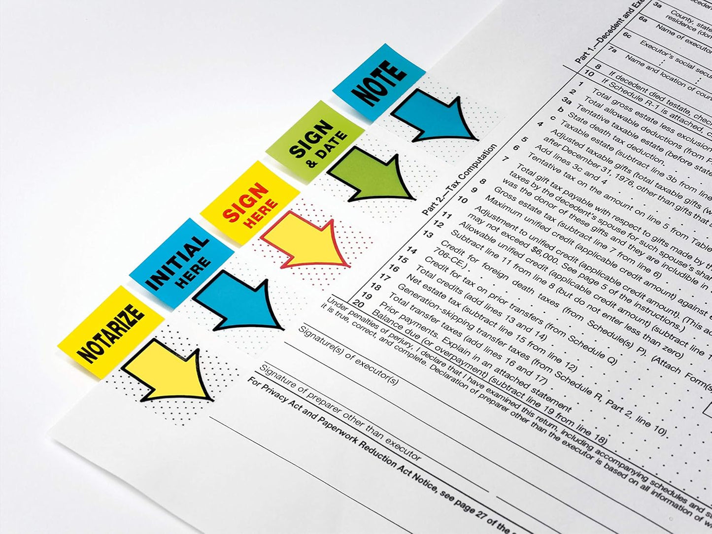 Post-it Message Flags, Sign Here, Yellow, 1 in. Wide, 2 Dispensers
