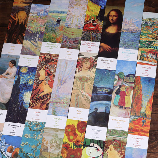 Vintage Style Bookmarks Pack - 30 Pcs Art Oil Painting Pattern