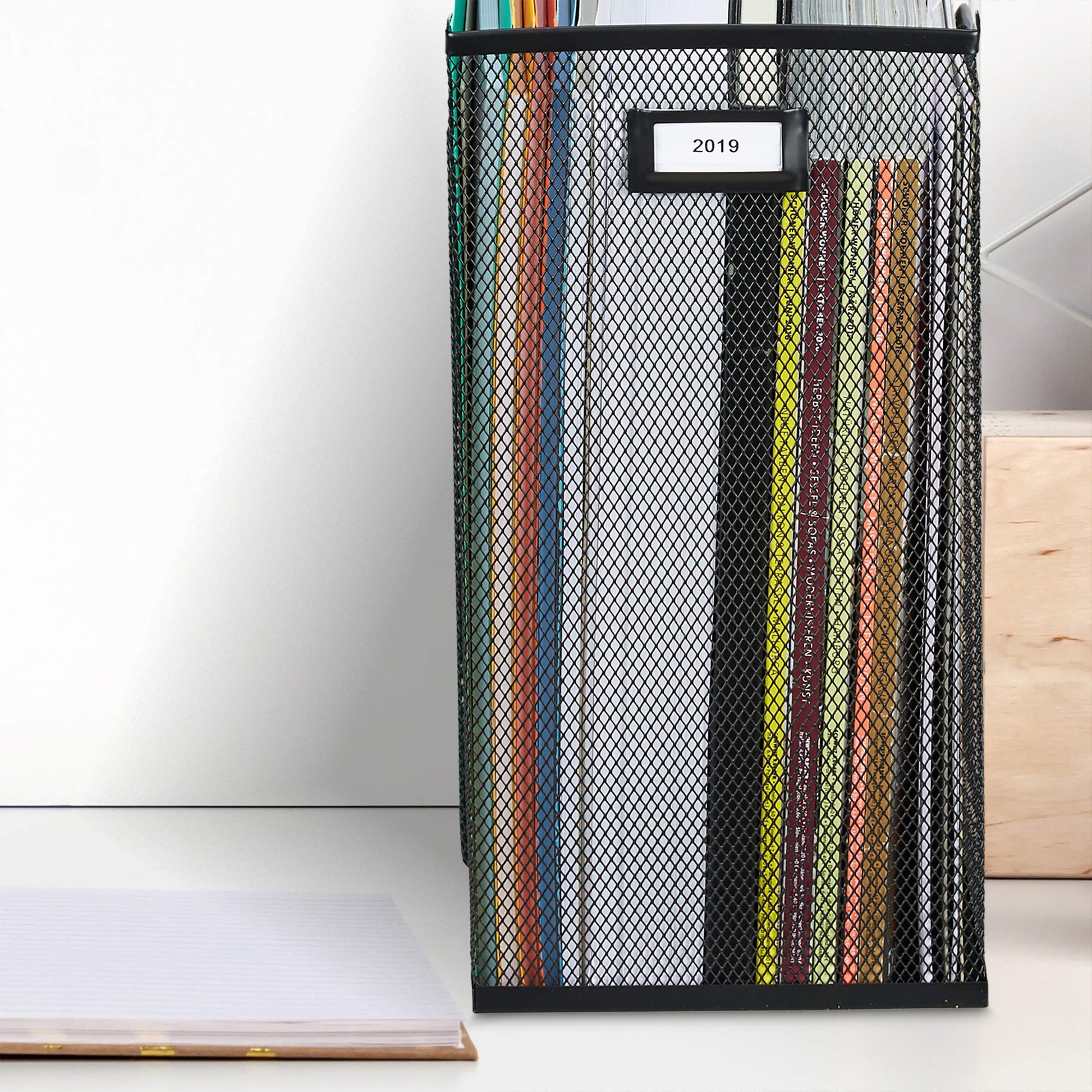 Relaxdays Mesh Magazine File Holder A4 - Black Steel Organizer