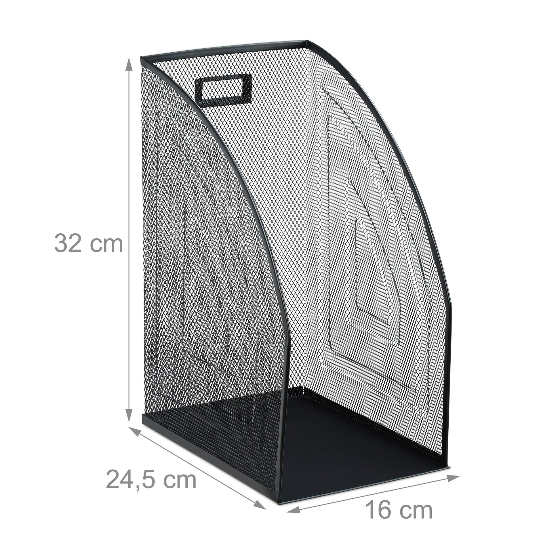 Relaxdays Mesh Magazine File Holder A4 - Black Steel Organizer